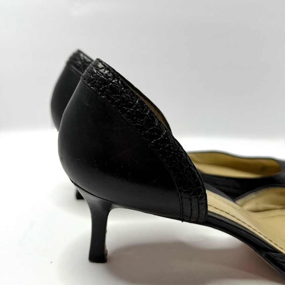 Ann Taylor Black Leather D’Orsay Pump Kitten Heel Size 8 - Picture 6 of 8